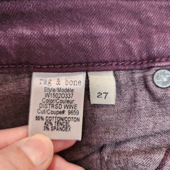 Rag & Bone The Skinny Jeans Purple Stretch Slim Women's 27 - Picture 8 of 8